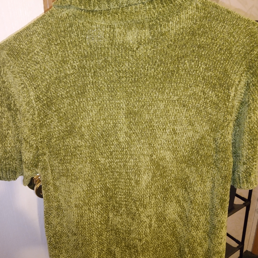 Vintage Morgan Sport Rayon Olive Green Short Sleeve Sweater Size Medium